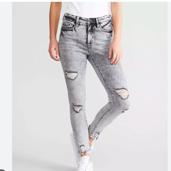 BKE New Parker Universal Fit High Rise Ankle Skinny Distressed Jeans size 33x27 - Picture 1 of 12